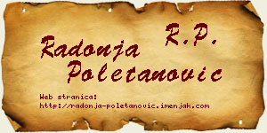 Radonja Poletanović vizit kartica